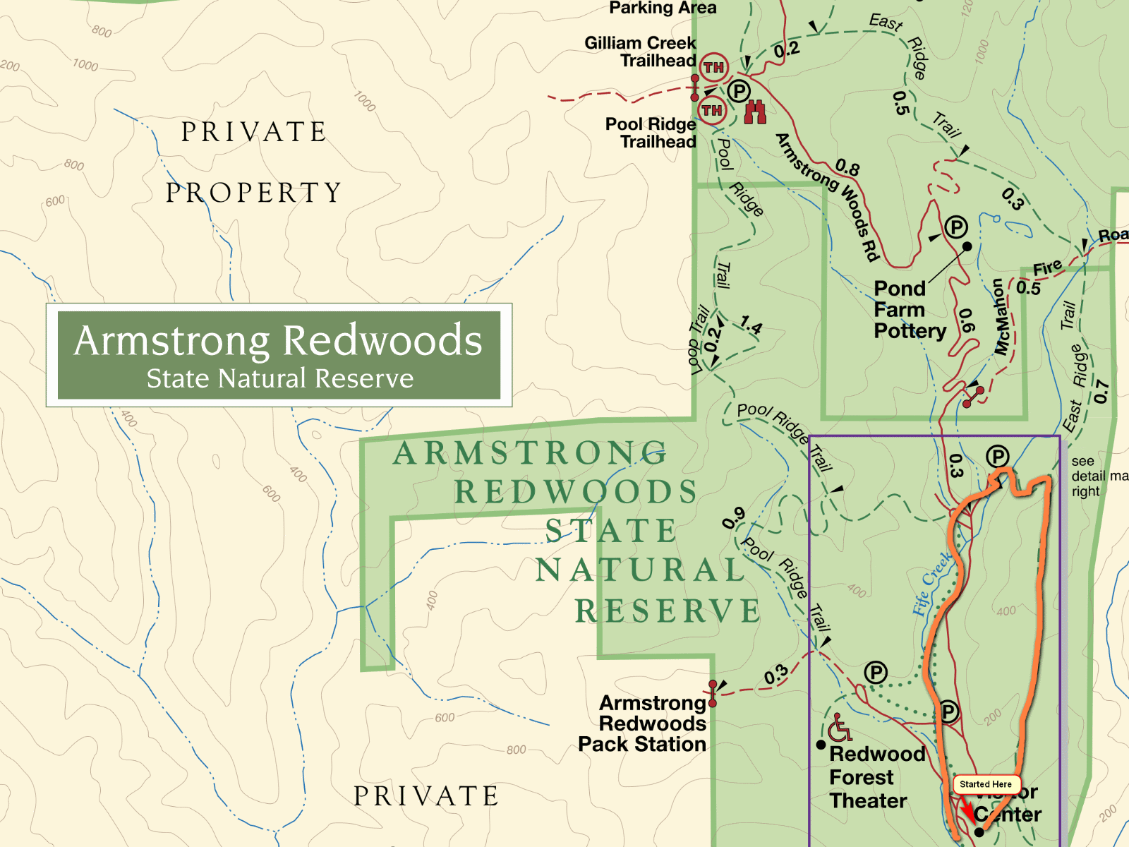 Map of Armstrong Woods