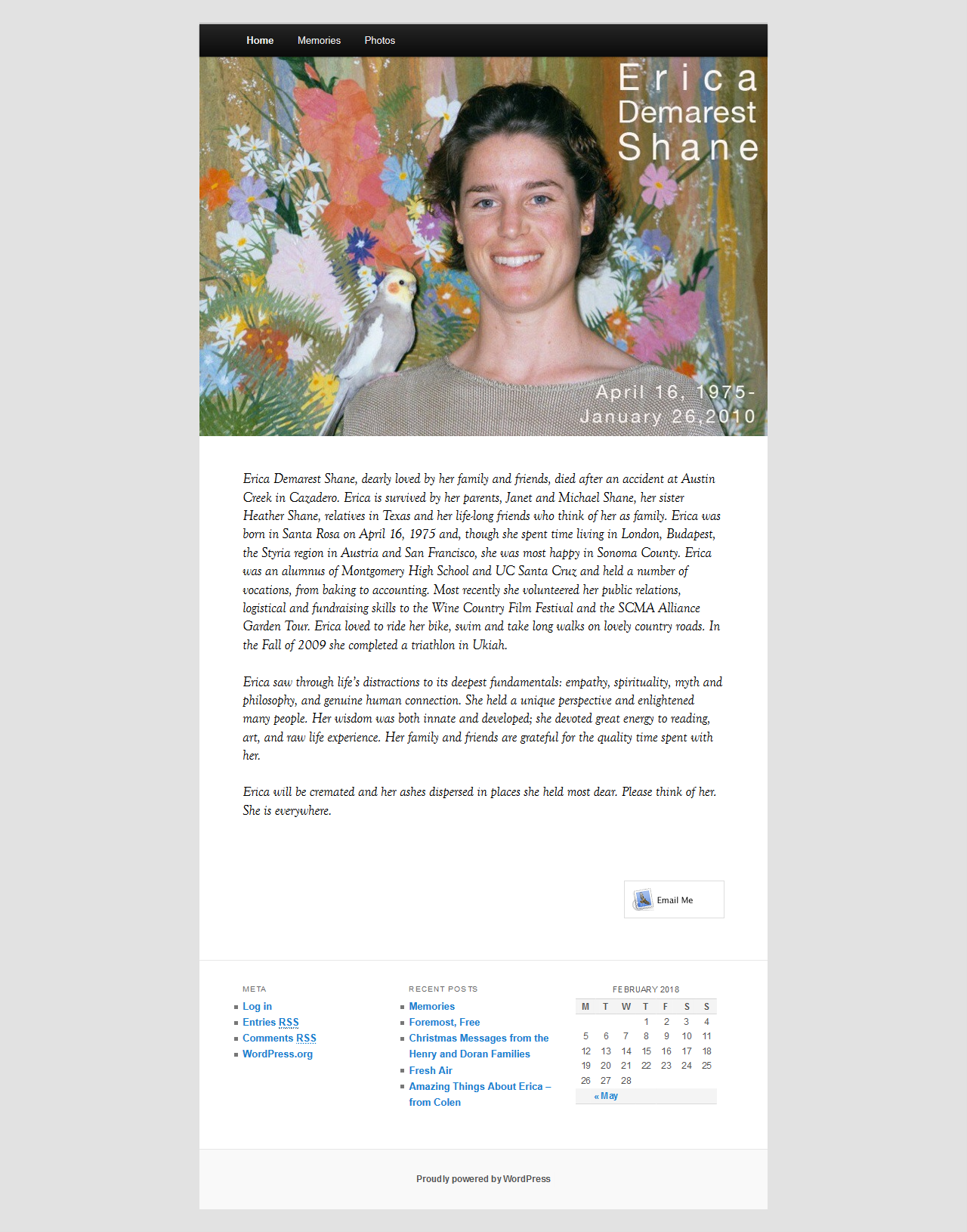 Image of ericashane.net website conversion and design