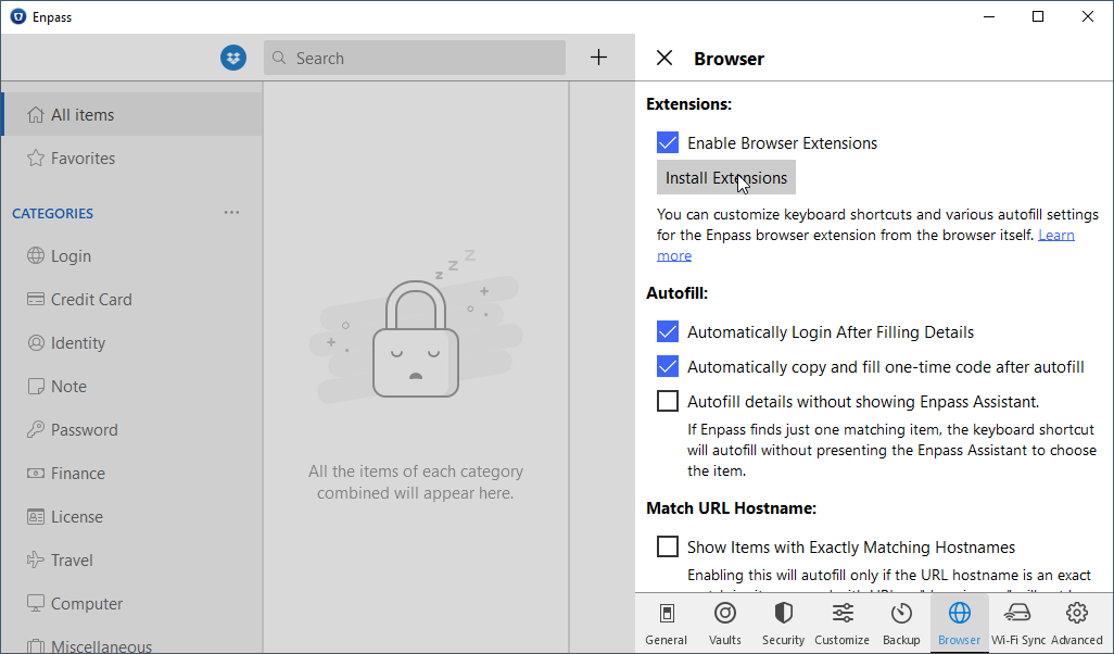 Enpass-Program-Settings-Broswer-Install-Extensions