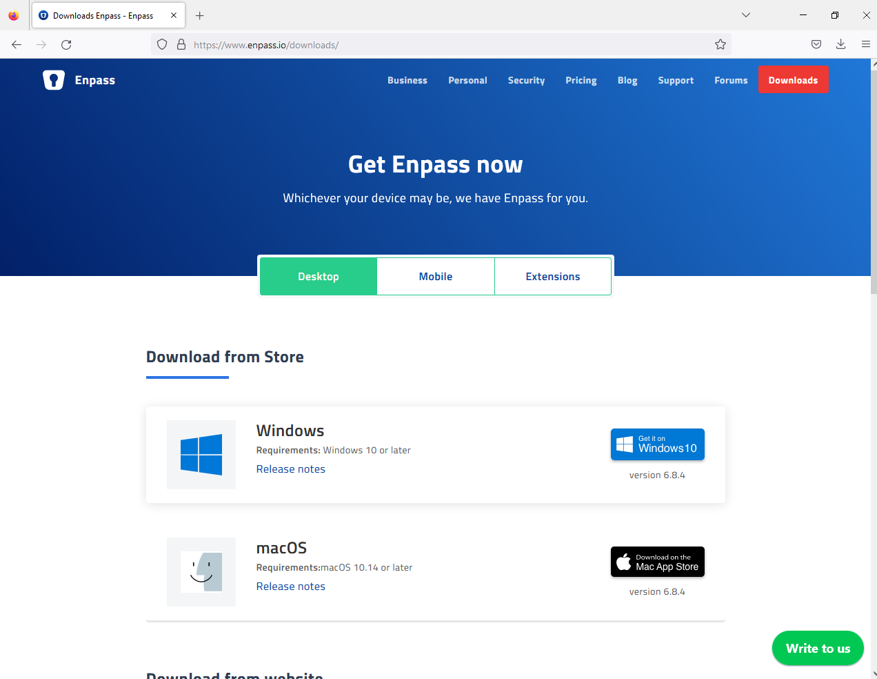 Enpass-Website-Download-Selction