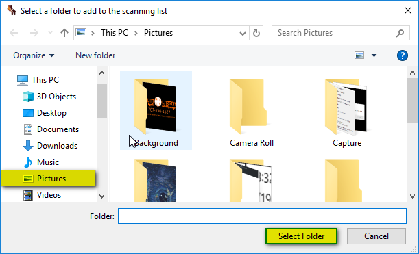 dupeGuru Folder Selection Screenshot