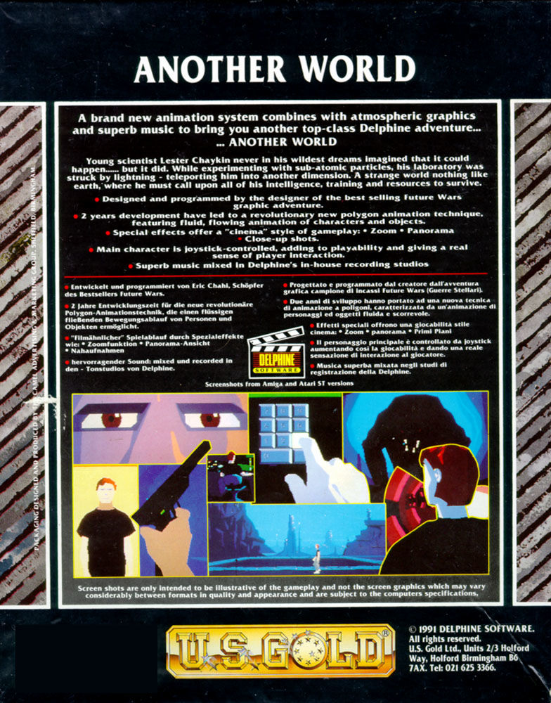 Another World Amiga Game Box Back Cover Photo