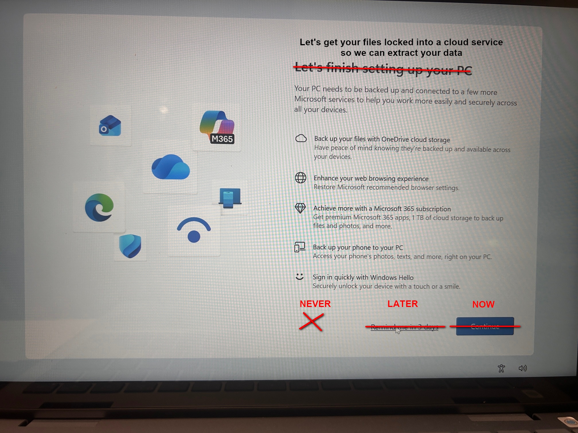 OneDrive works on you, not for you.
