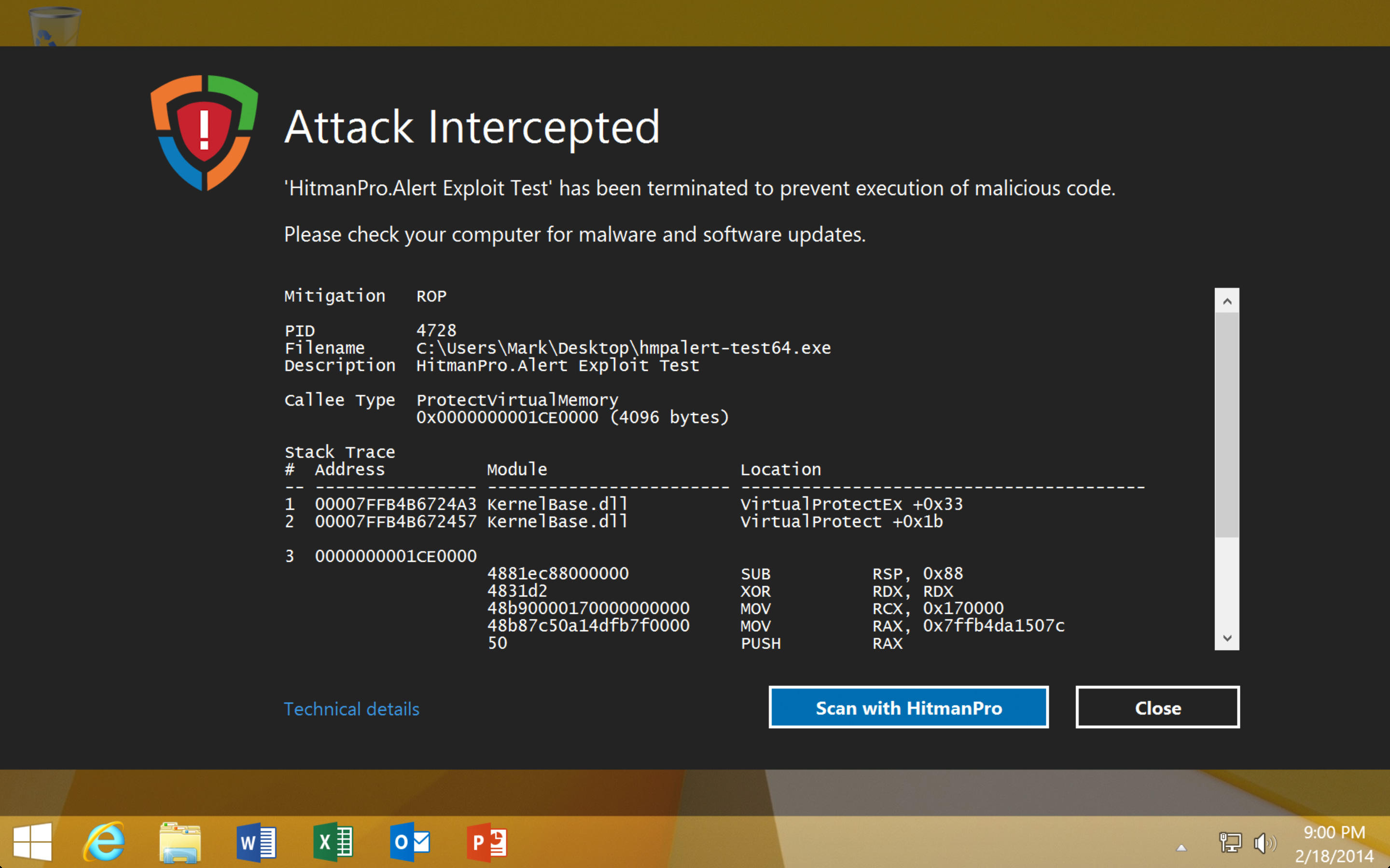 Attack Intercepted Screenshot